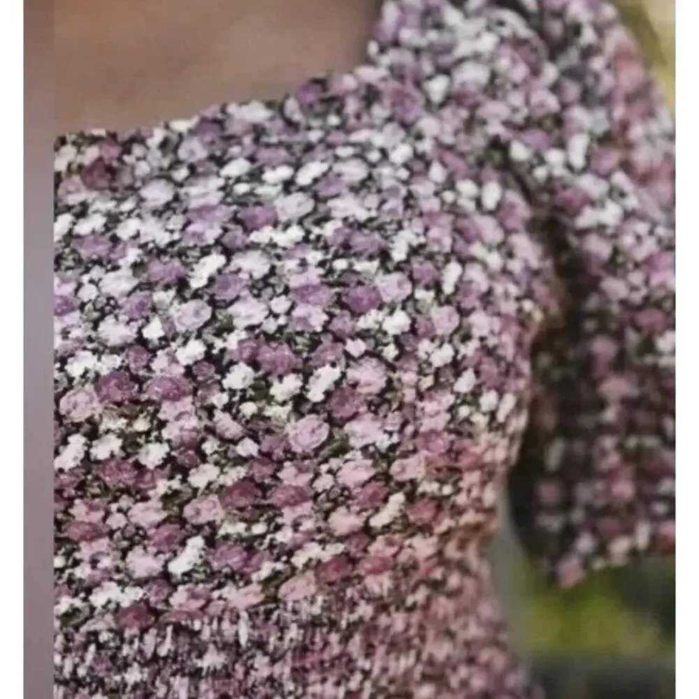 Ivy City Co. Floral Romantic Sleeve Sweethear Purple Ruffle Tiered Dress XXLarge - Picture 3 of 5